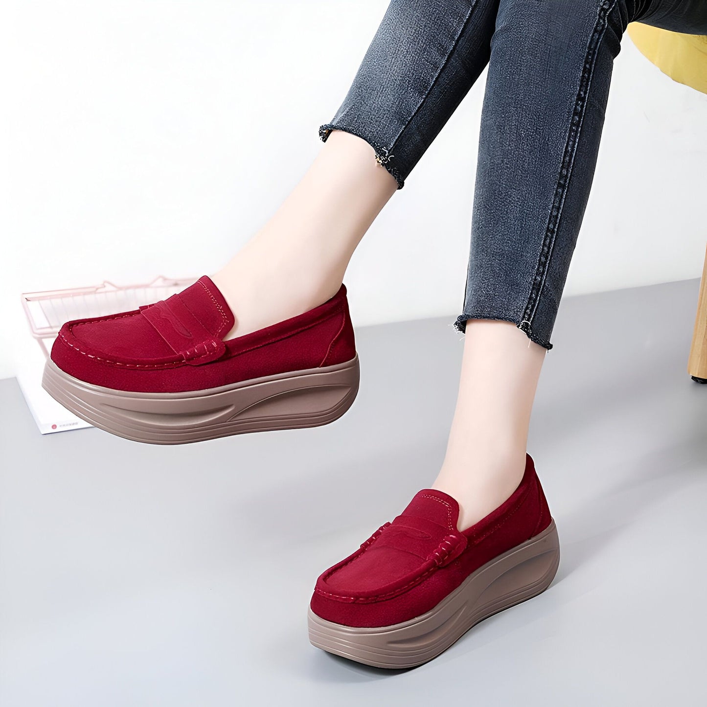 Blis Mocassins Femme Plateforme Synthétique Aspect Daim