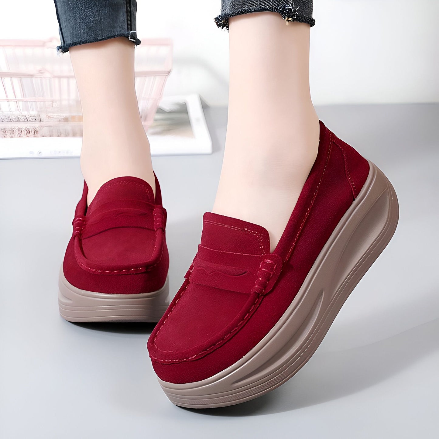 Blis Mocassins Femme Plateforme Synthétique Aspect Daim