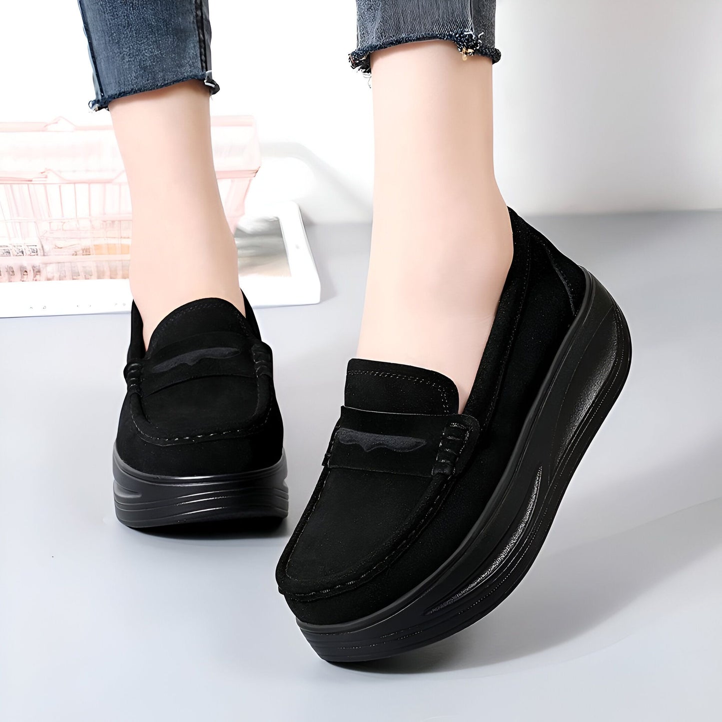 Blis Mocassins Femme Plateforme Synthétique Aspect Daim