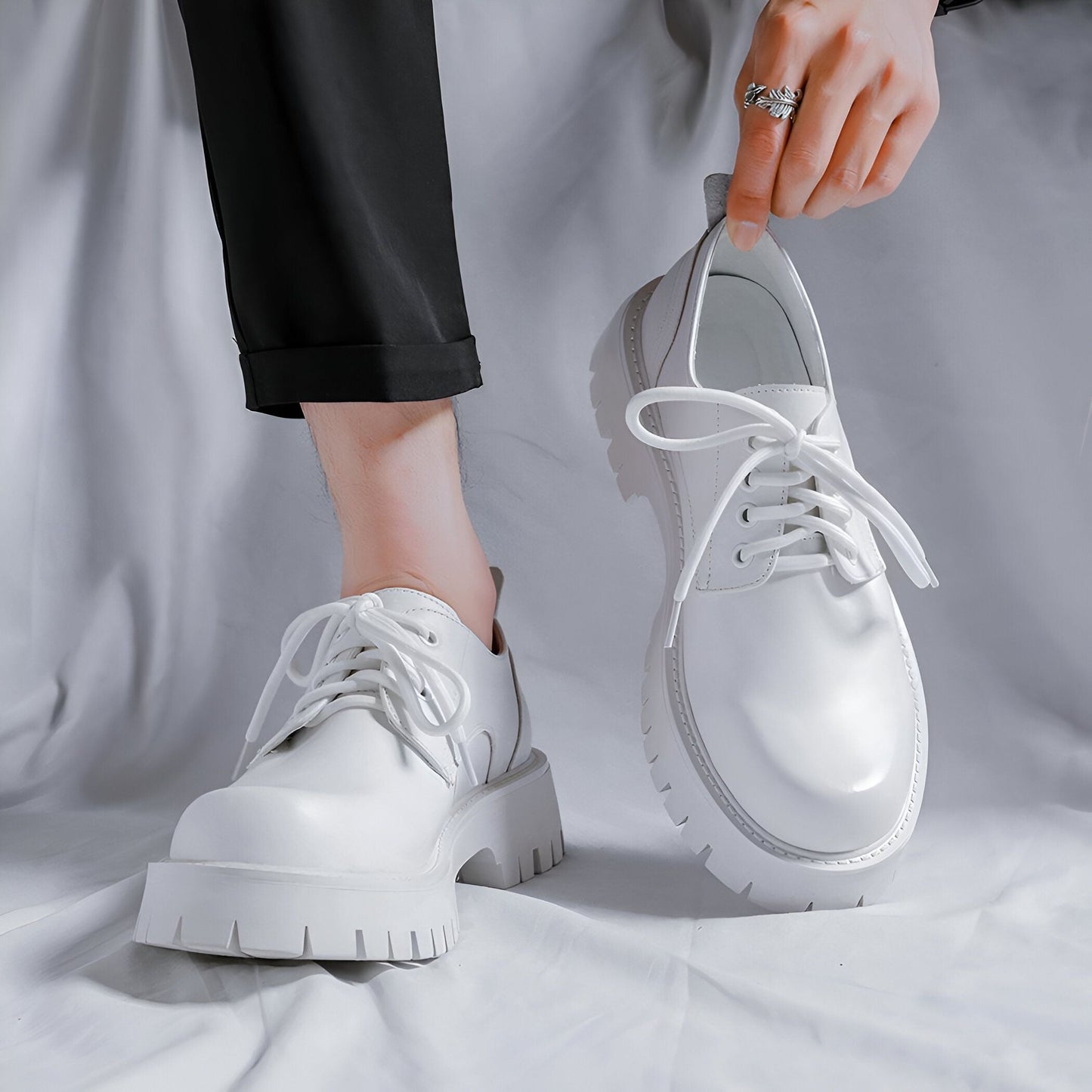 Lux Mocassins Homme Cuir Végan Plateforme Décontractés
