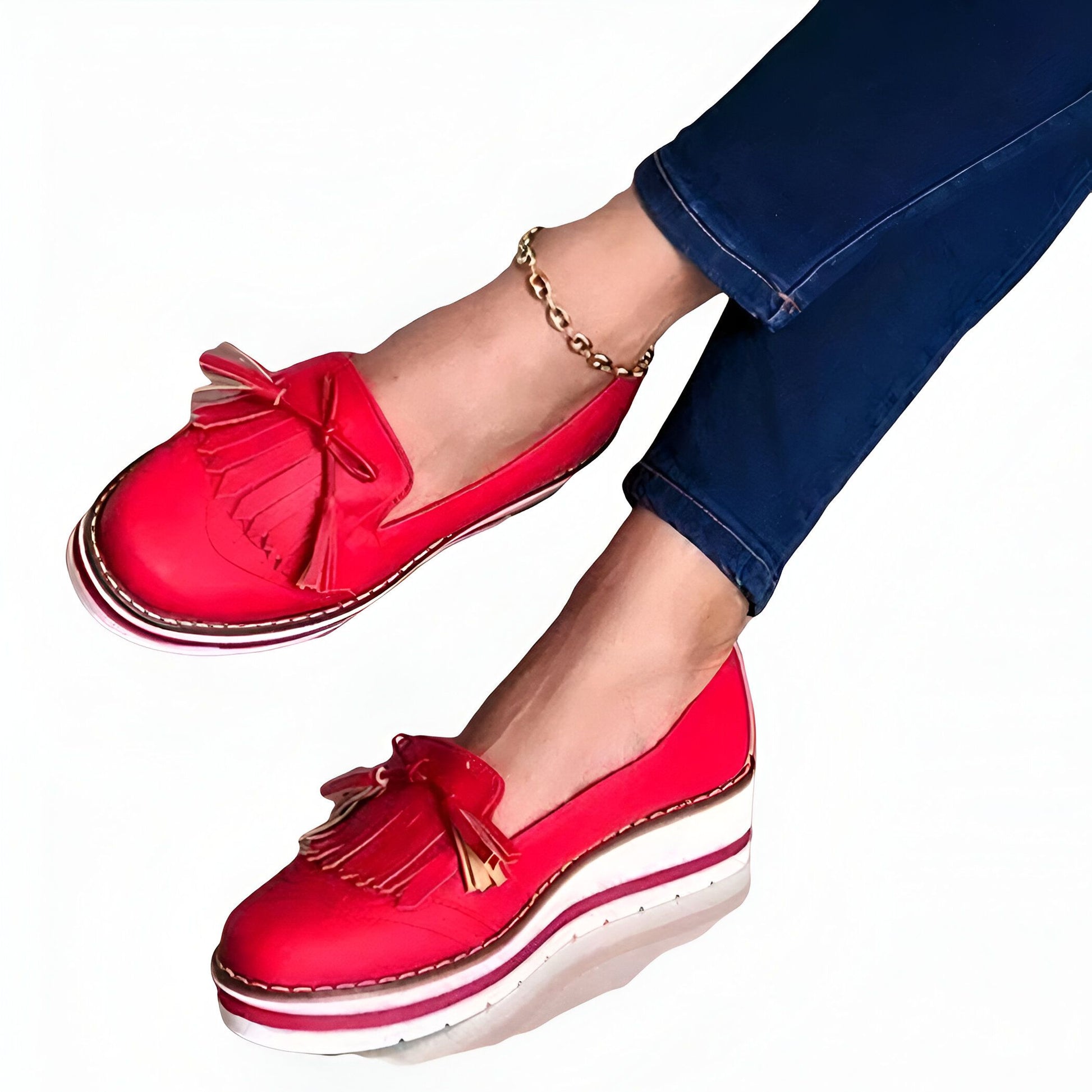 Nova Mocassins à Franges Compensés Simili Cuir Femme