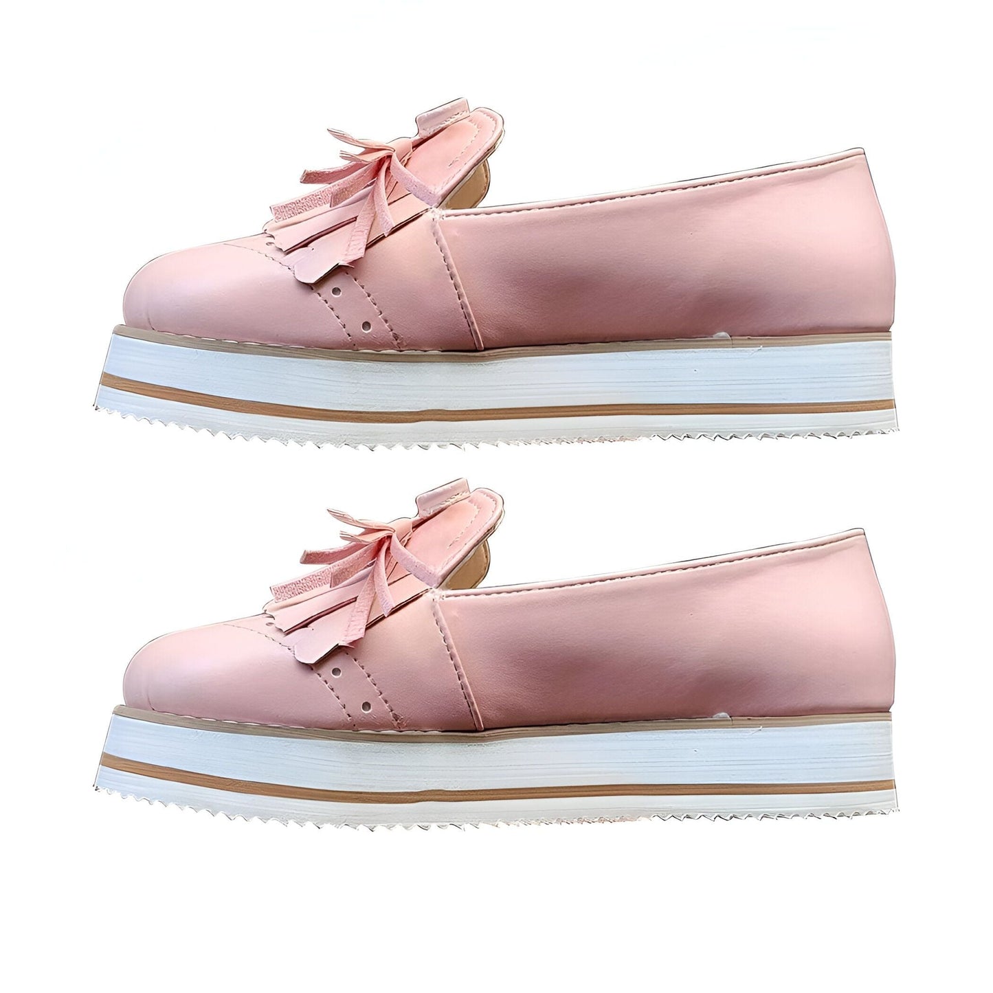 Nova Mocassins à Franges Compensés Simili Cuir Femme