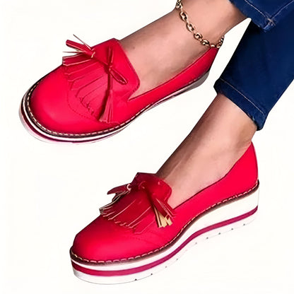 Nova Mocassins à Franges Compensés Simili Cuir Femme