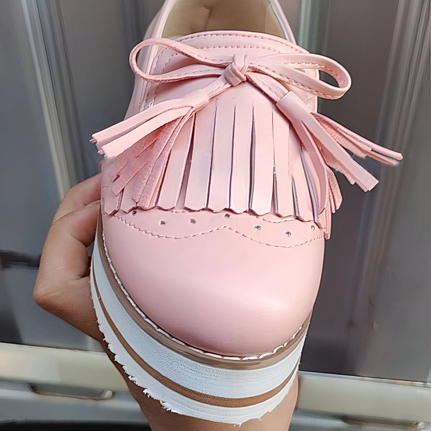 Nova Mocassins à Franges Compensés Simili Cuir Femme
