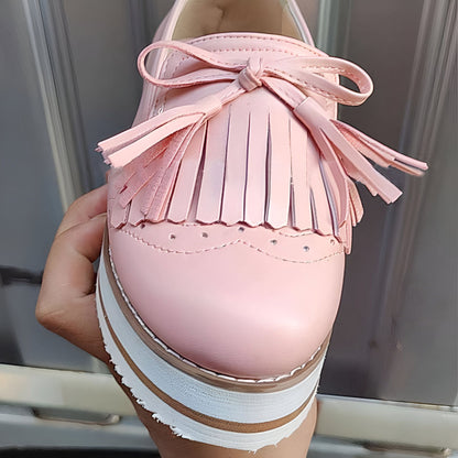 Nova Mocassins à Franges Compensés Simili Cuir Femme
