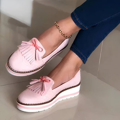 Nova Mocassins à Franges Compensés Simili Cuir Femme