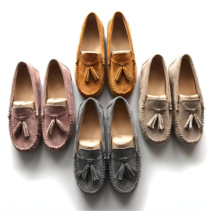 Luxe Mocassins Daim Souple Femme à Glands