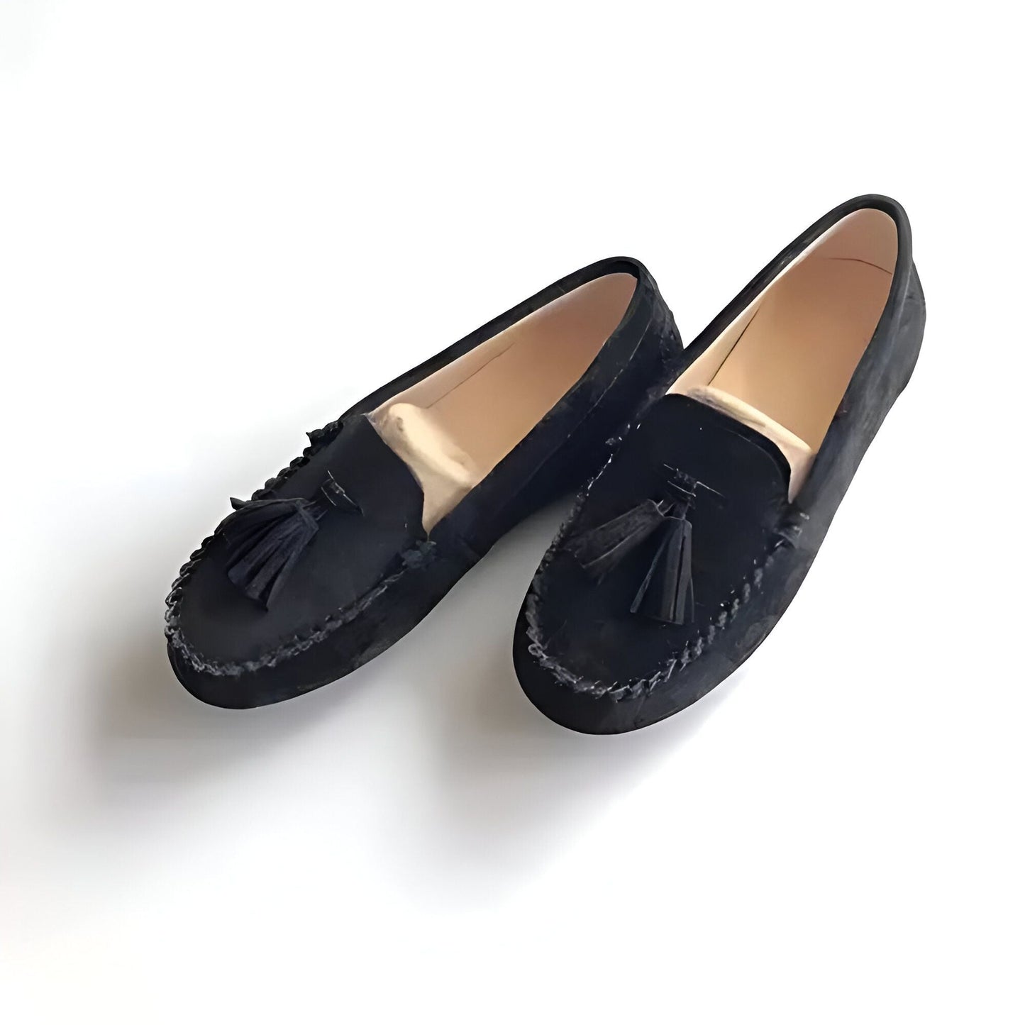 Luxe Mocassins Daim Souple Femme à Glands