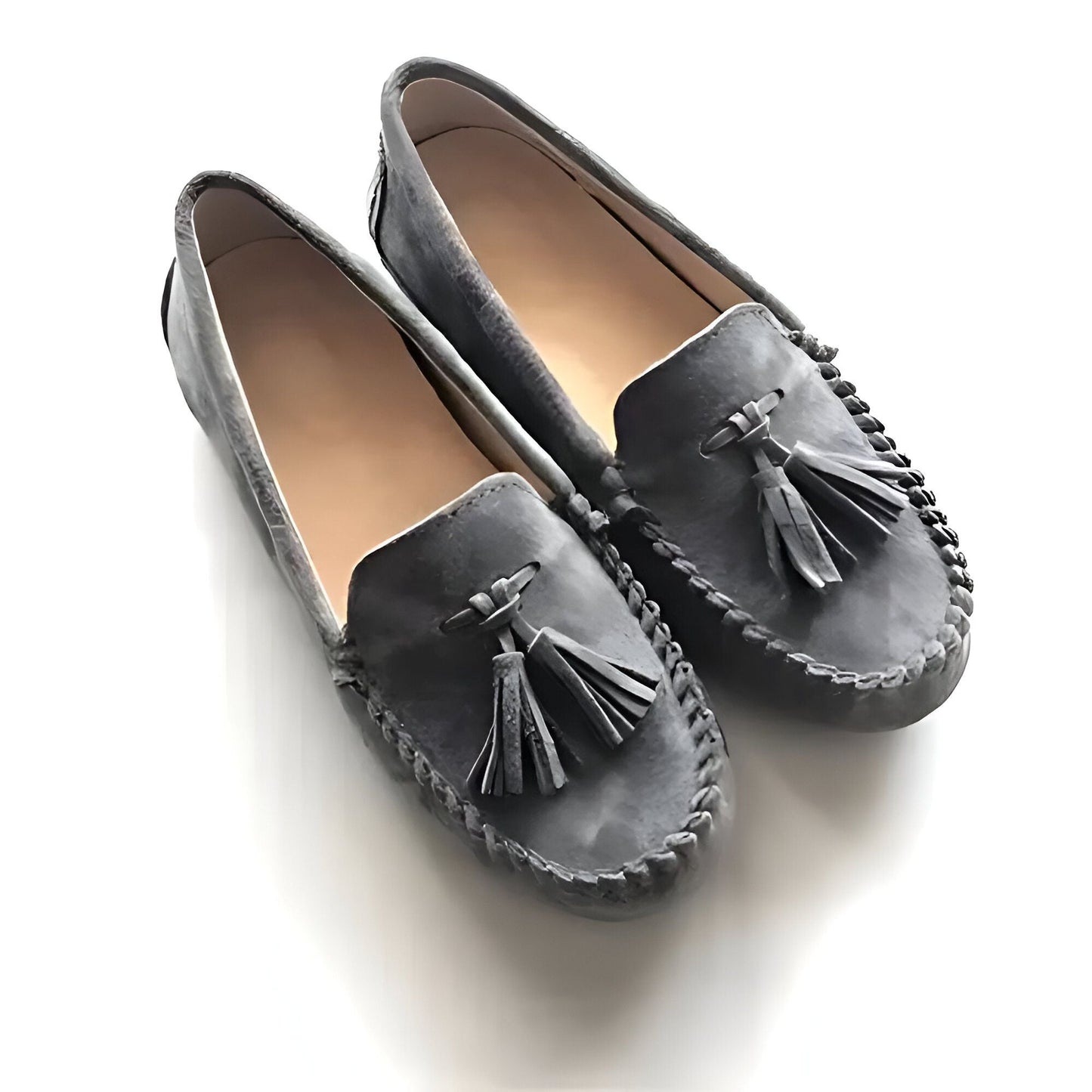 Luxe Mocassins Daim Souple Femme à Glands