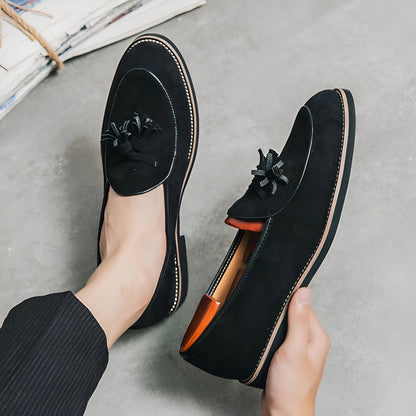 Luxe Mocassins homme cuir suède à glands
