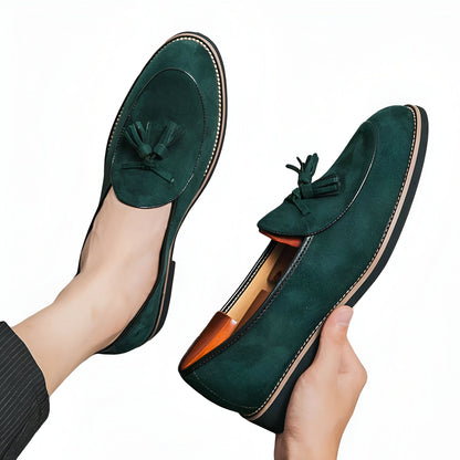 Luxe Mocassins homme cuir suède à glands