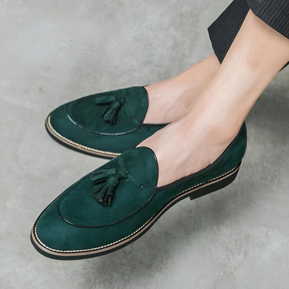 Luxe Mocassins homme cuir suède à glands