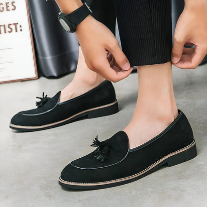 Luxe Mocassins homme cuir suède à glands