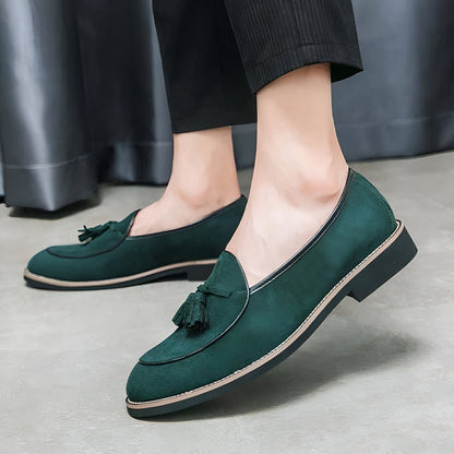 Luxe Mocassins homme cuir suède à glands