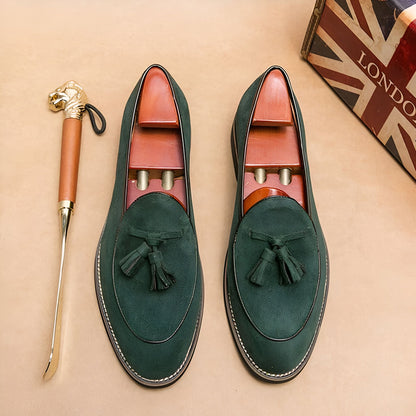Luxe Mocassins homme cuir suède à glands
