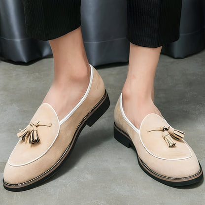 Luxe Mocassins homme cuir suède à glands