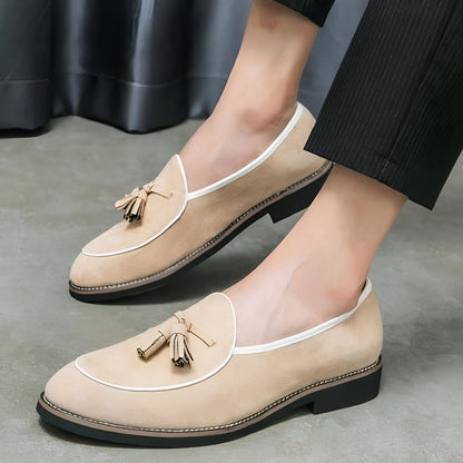 Luxe Mocassins homme cuir suède à glands