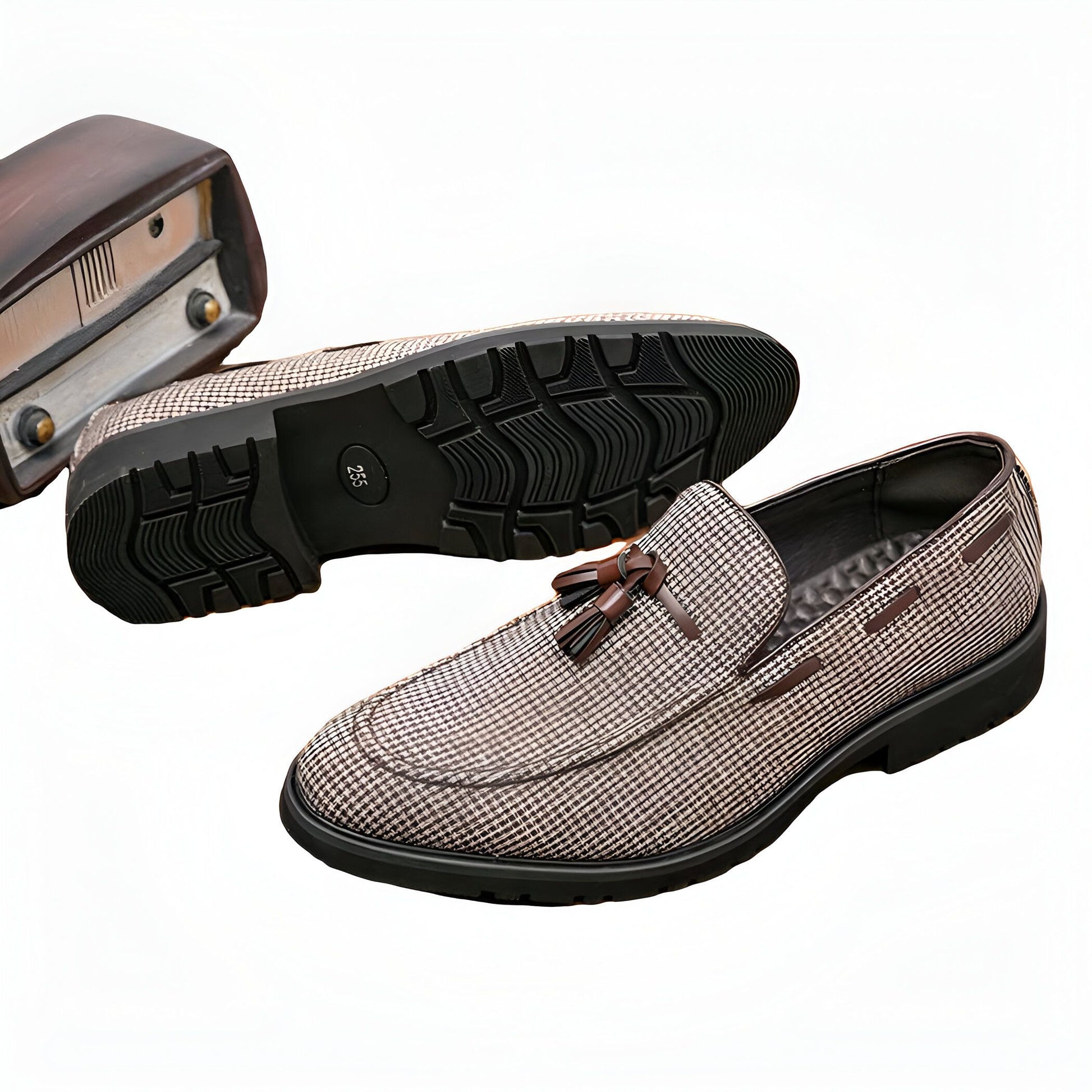 Nova Mocassins Glands Homme Carreaux Marron Blanc