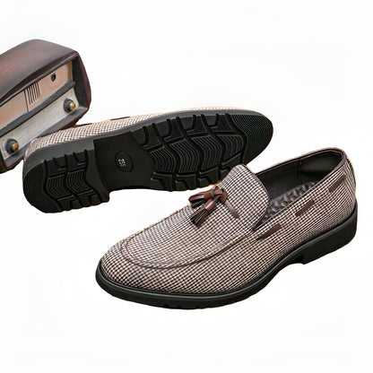 Nova Mocassins Glands Homme Carreaux Marron Blanc