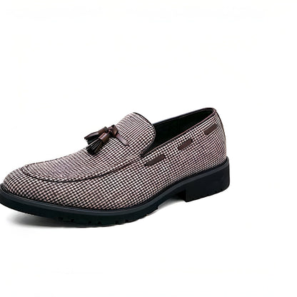 Nova Mocassins Glands Homme Carreaux Marron Blanc
