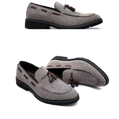 Nova Mocassins Glands Homme Carreaux Marron Blanc