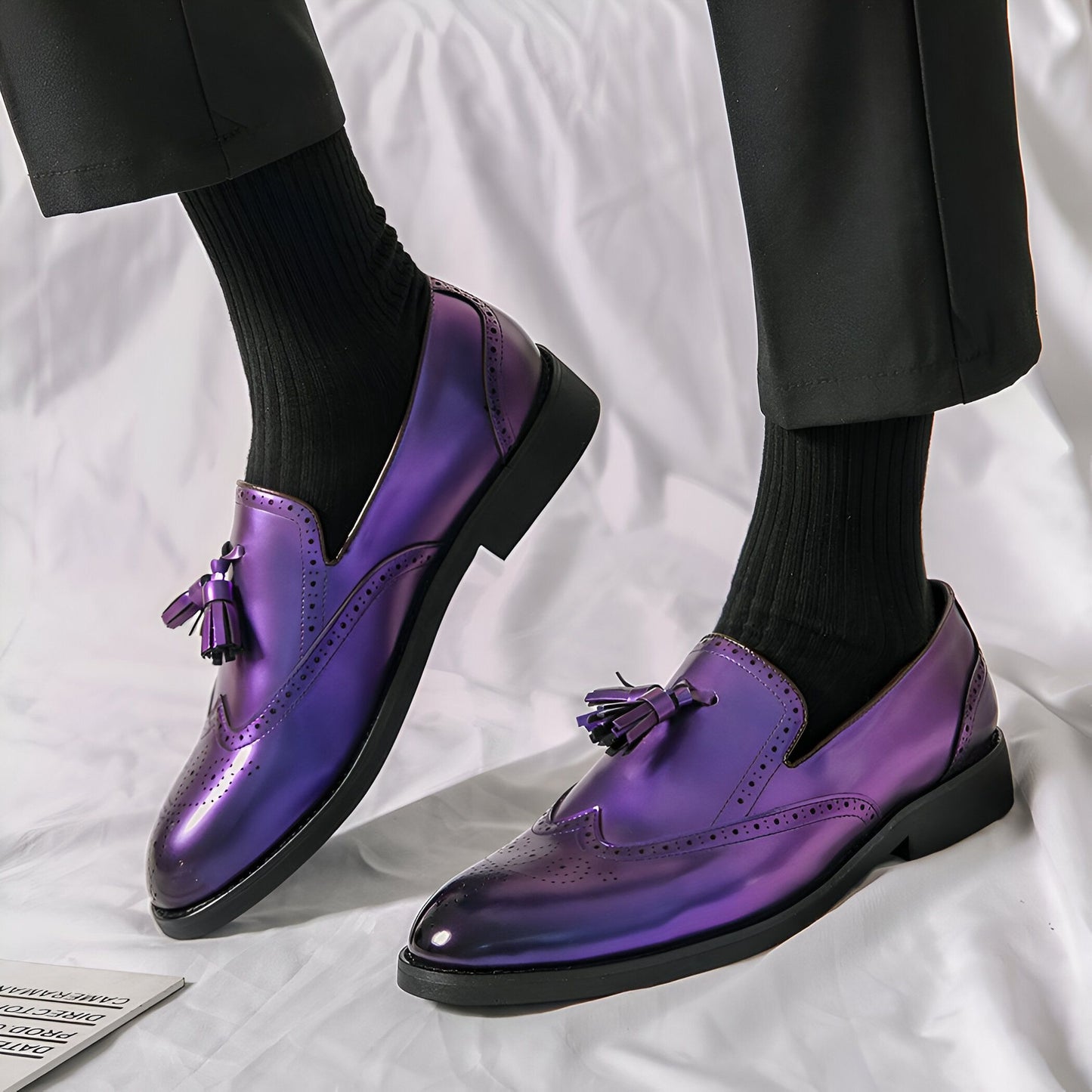 Mocassins Glands Violet Métallique Homme - Luxe Urbain