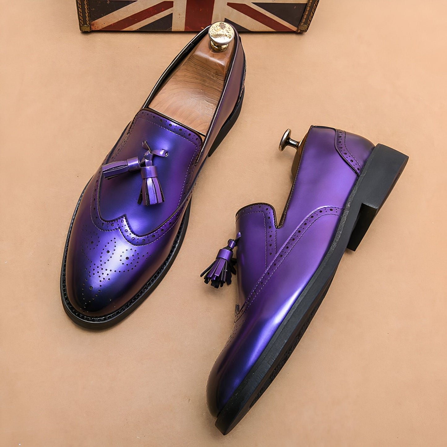 Mocassins Glands Violet Métallique Homme - Luxe Urbain