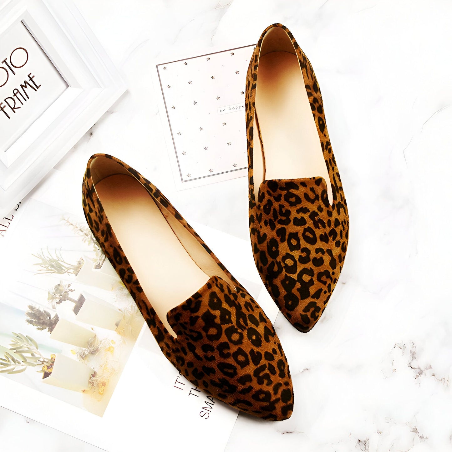 Mocassins bout pointu femme imprimé léopard – Luxe