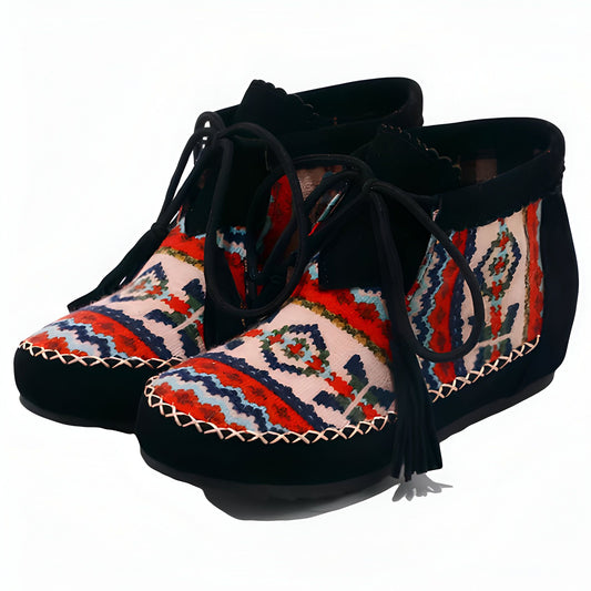 Mocassins Signature Style Amérindien à Motifs Ethniques
