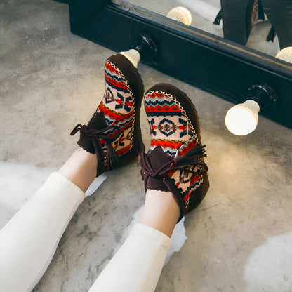 Mocassins Signature Style Amérindien à Motifs Ethniques