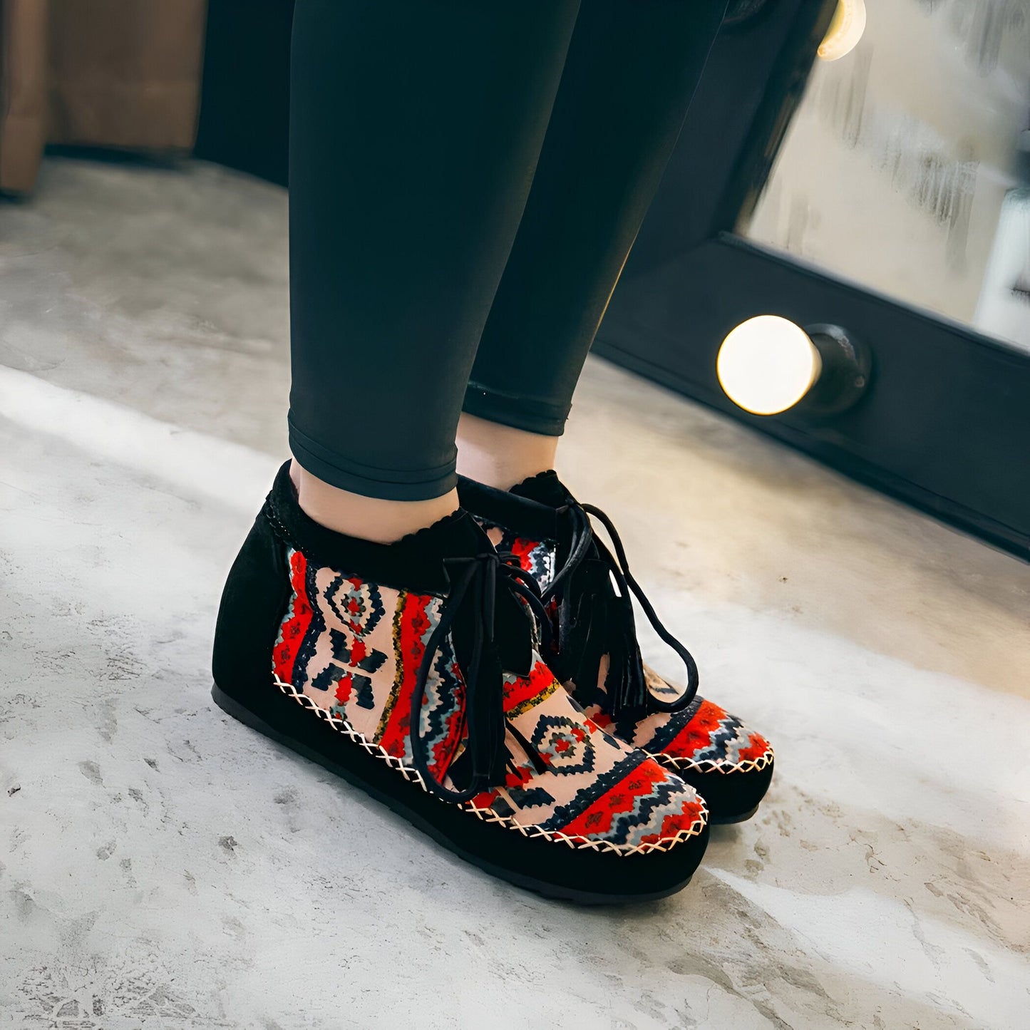 Mocassins Signature Style Amérindien à Motifs Ethniques