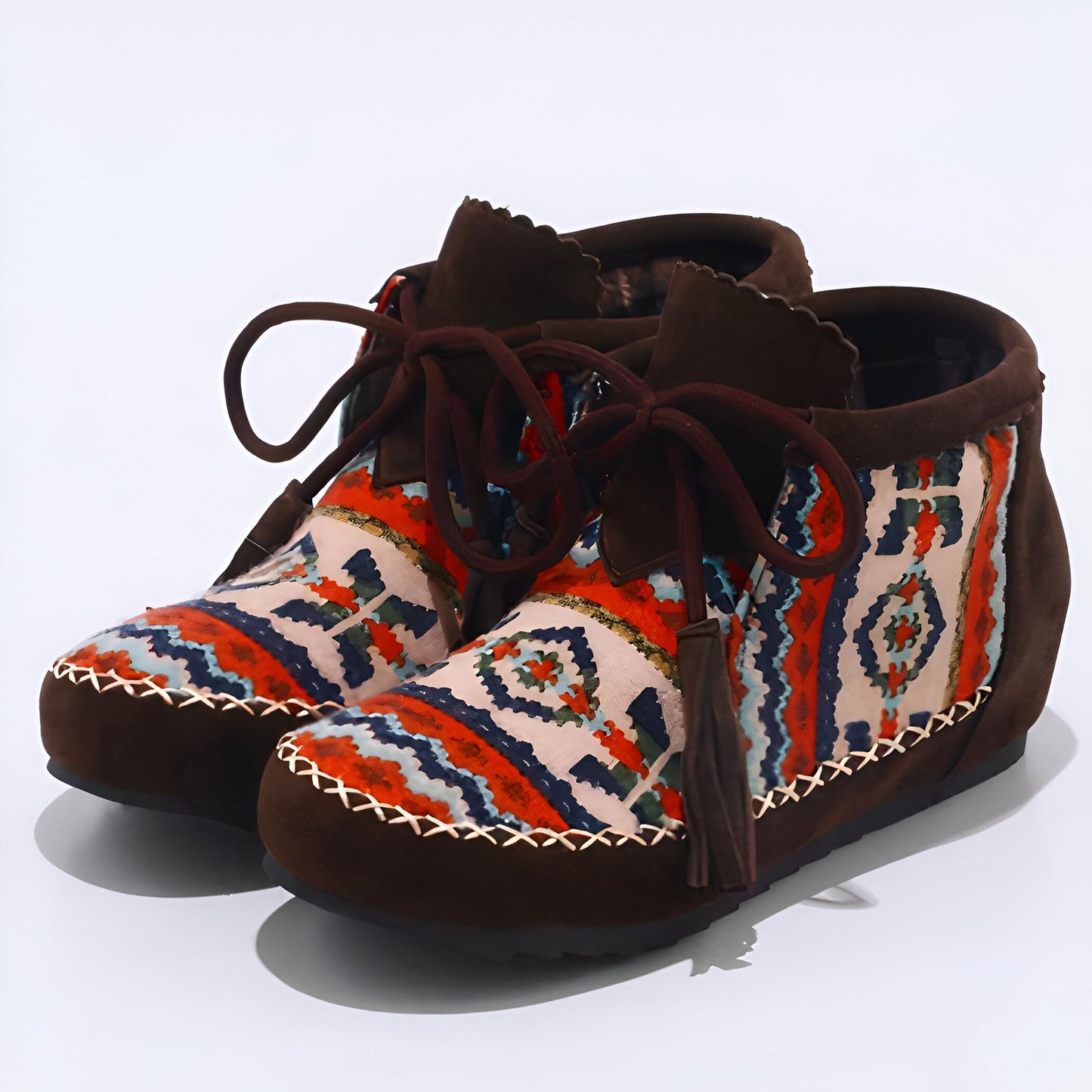 Mocassins Signature Style Amérindien à Motifs Ethniques