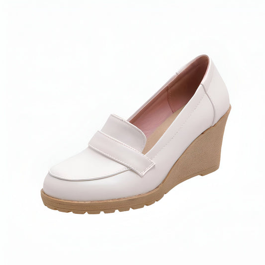 Luxe Mocassins Femme — Talons Compensés Élégants