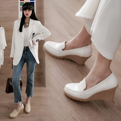 Luxe Mocassins Femme — Talons Compensés Élégants