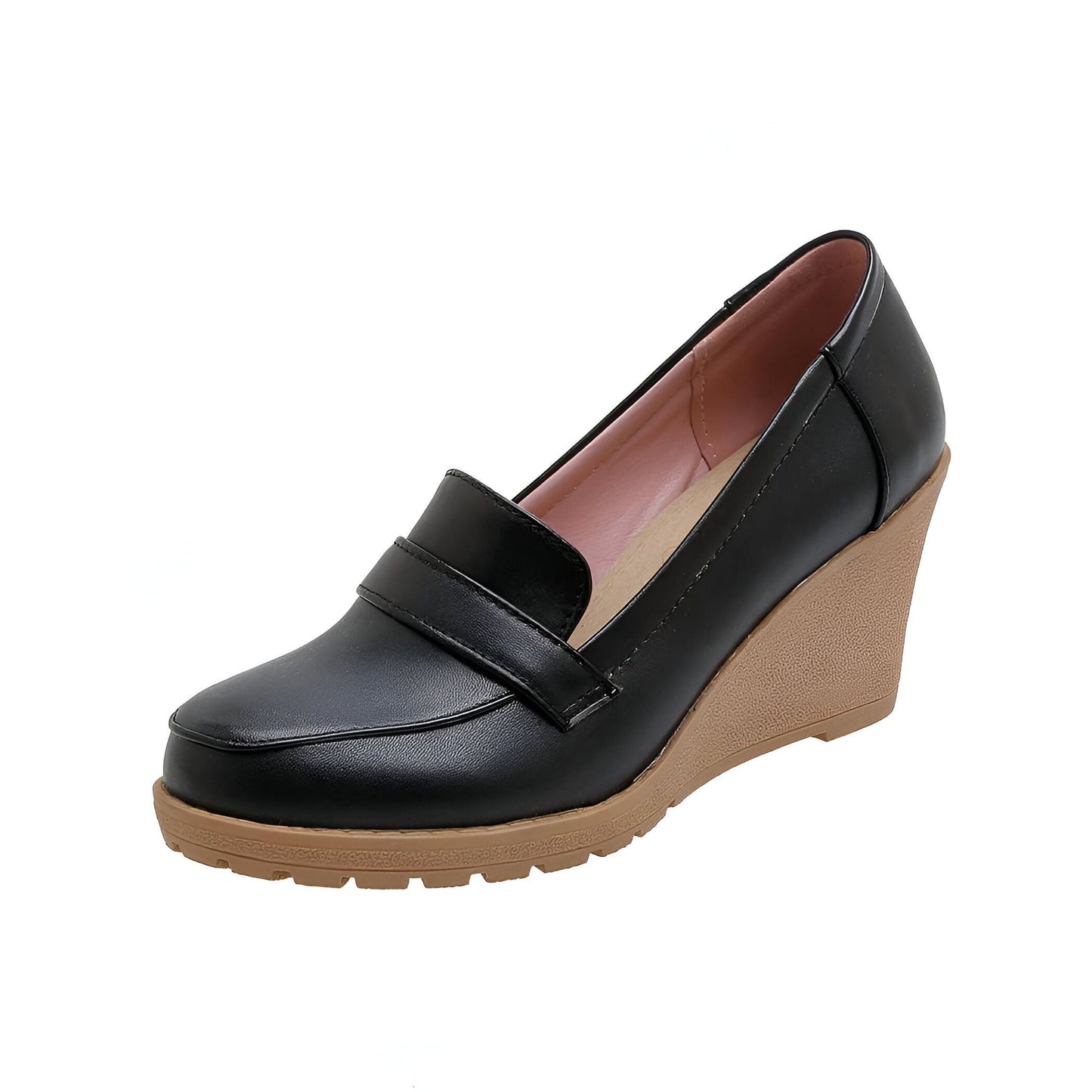 Luxe Mocassins Femme — Talons Compensés Élégants