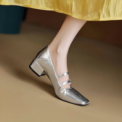 NovaStep Mocassins Femme Élégants à Talon Carré