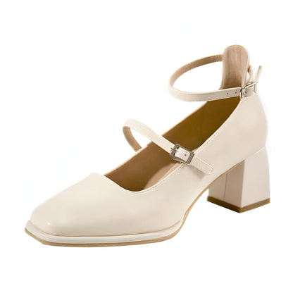 Mocassins Ballerines Mary-Jane Talon Carré Vernis Femme
