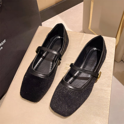 BrandX Mocassins Ballerines Femme Boucle Noir ou Léopard
