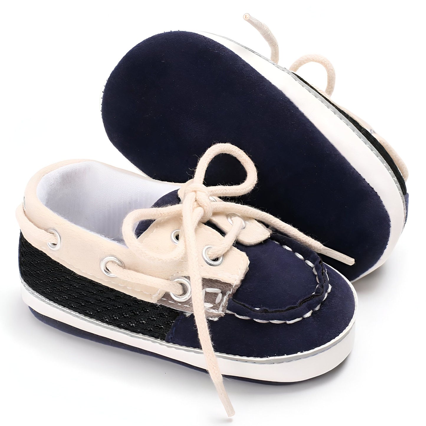 KidzLuxe Mocassins Bébé Bicolores Lacets Élégants