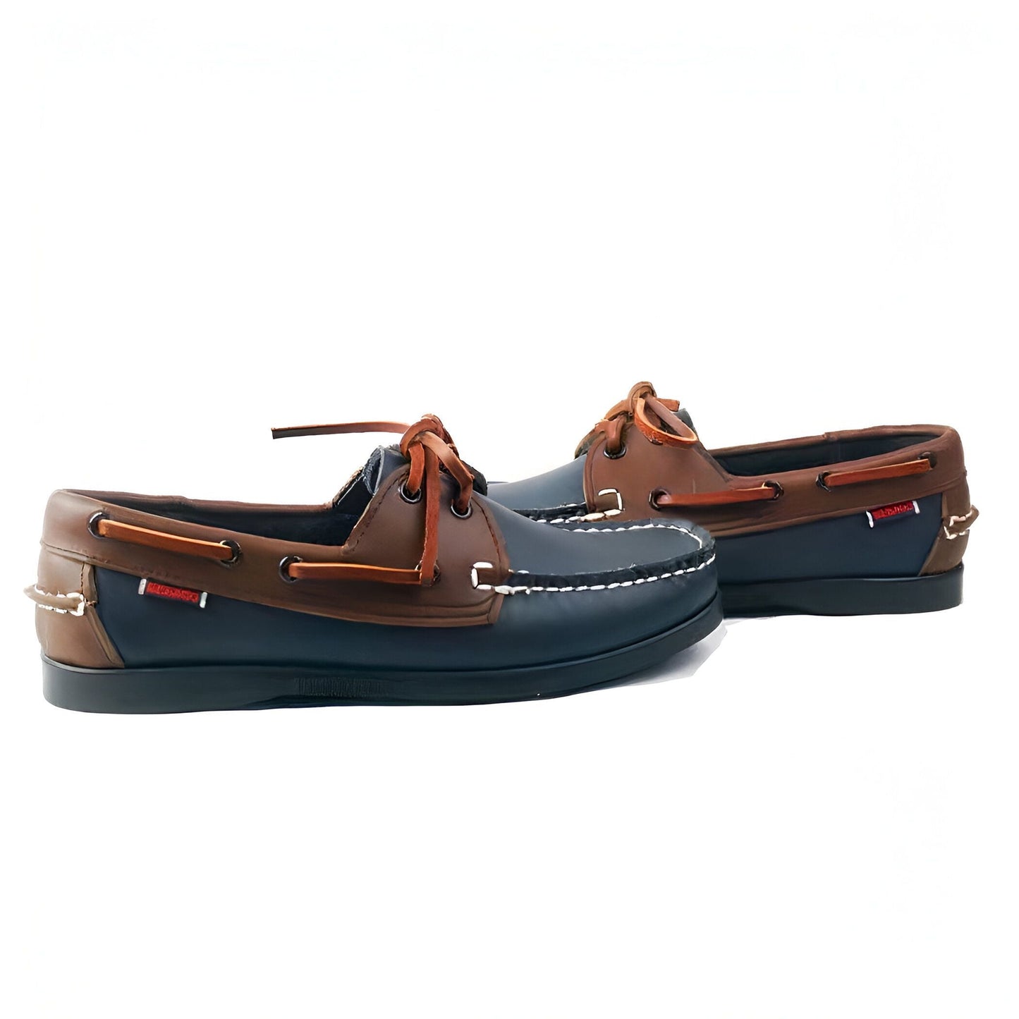 Mocassins Bateau Homme - Bleu Marine Coutures Blanches
