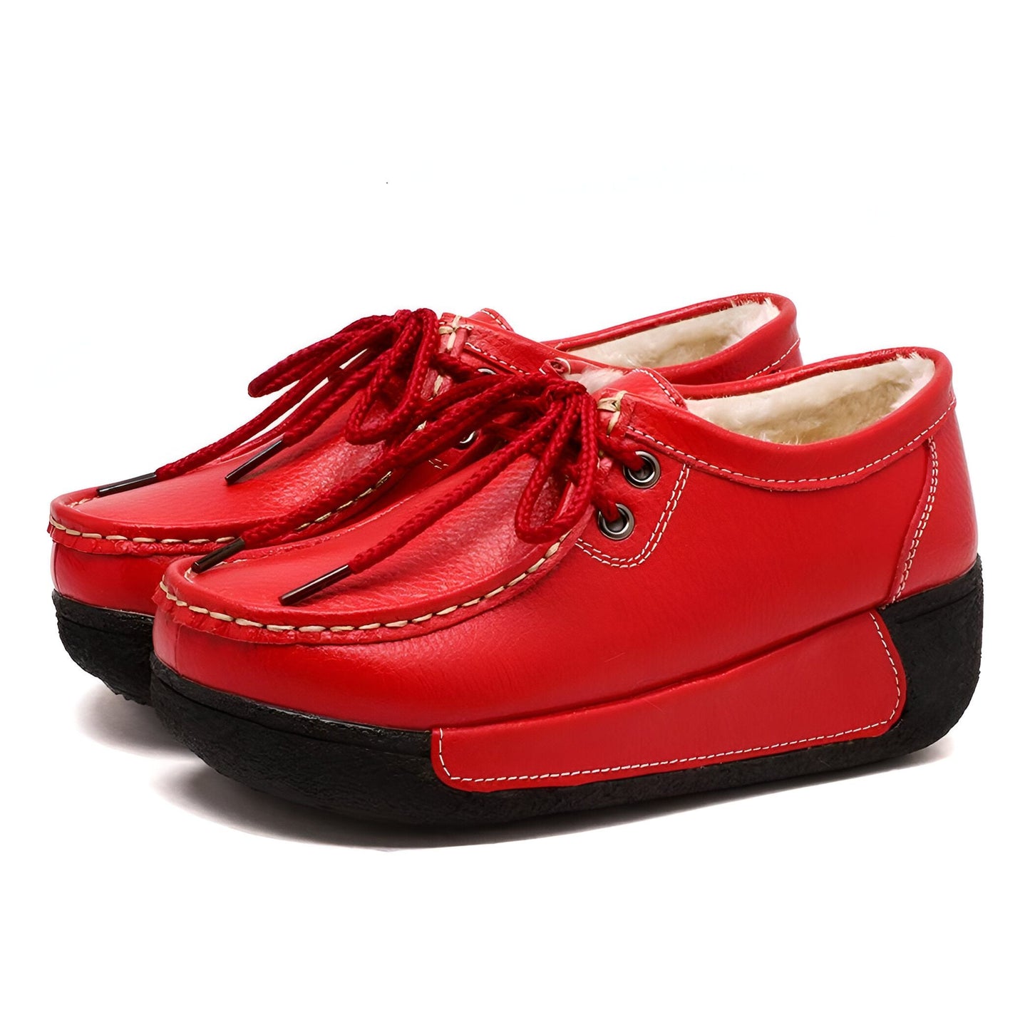 Nova Mocassins compensés femme lacets style bateau