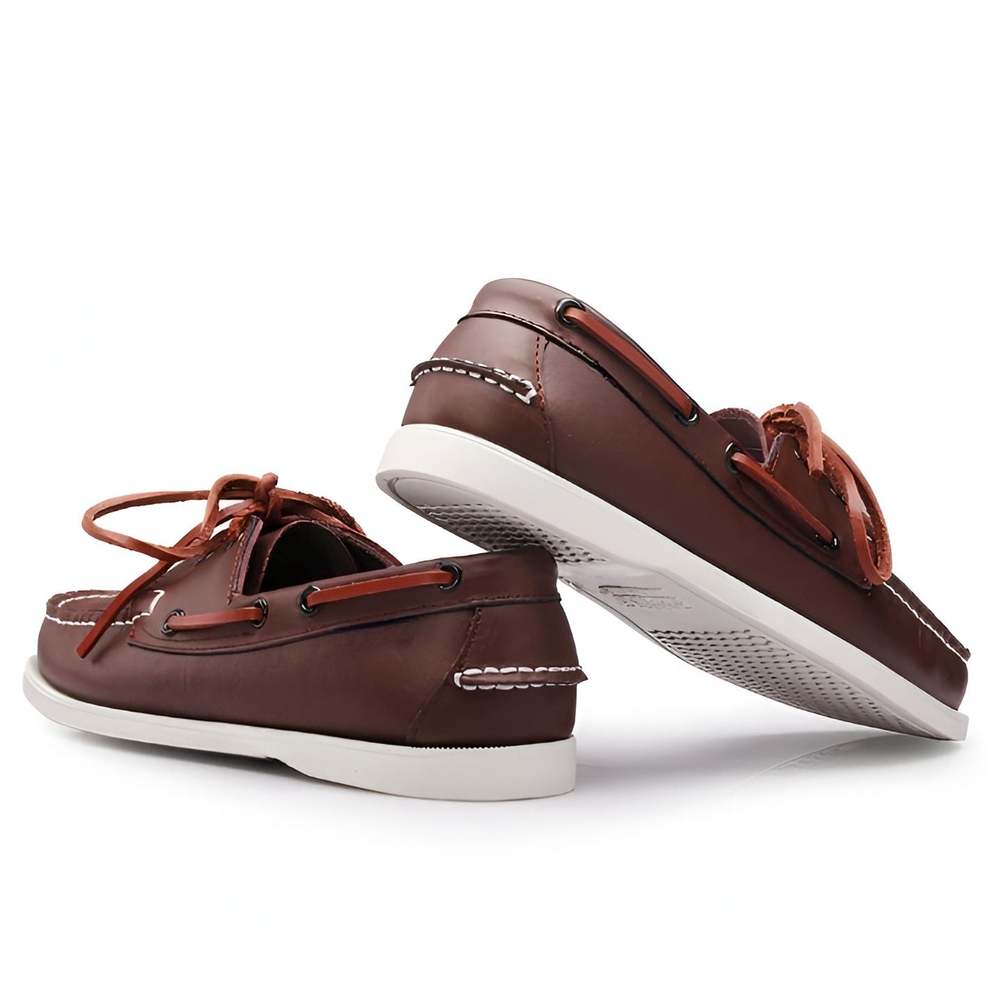 Nova Mocassins Bateau Cuir Véritable Homme à Lacets