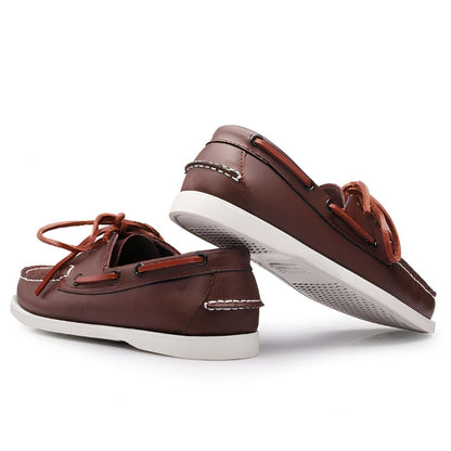 Nova Mocassins Bateau Cuir Véritable Homme à Lacets