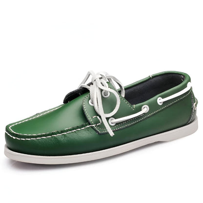 Nova Mocassins Bateau Cuir Véritable Homme à Lacets