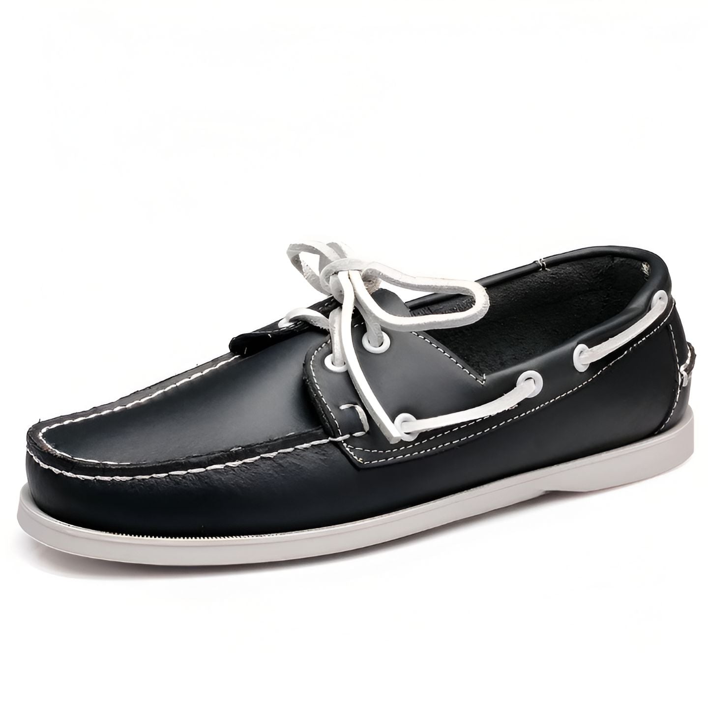 Nova Mocassins Bateau Cuir Véritable Homme à Lacets