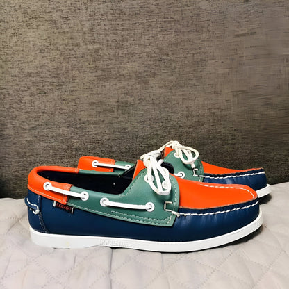 Nova Mocassins Bateau Homme Orange Tricolore