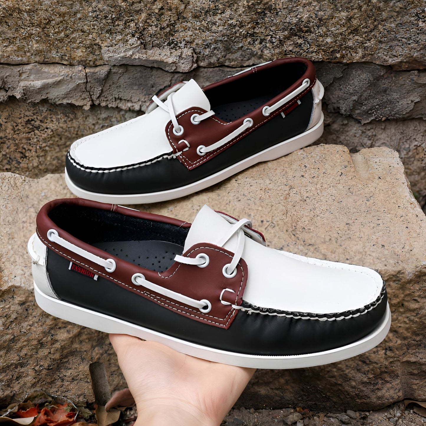 NovaTread Mocassins Cuir Homme Tricolores