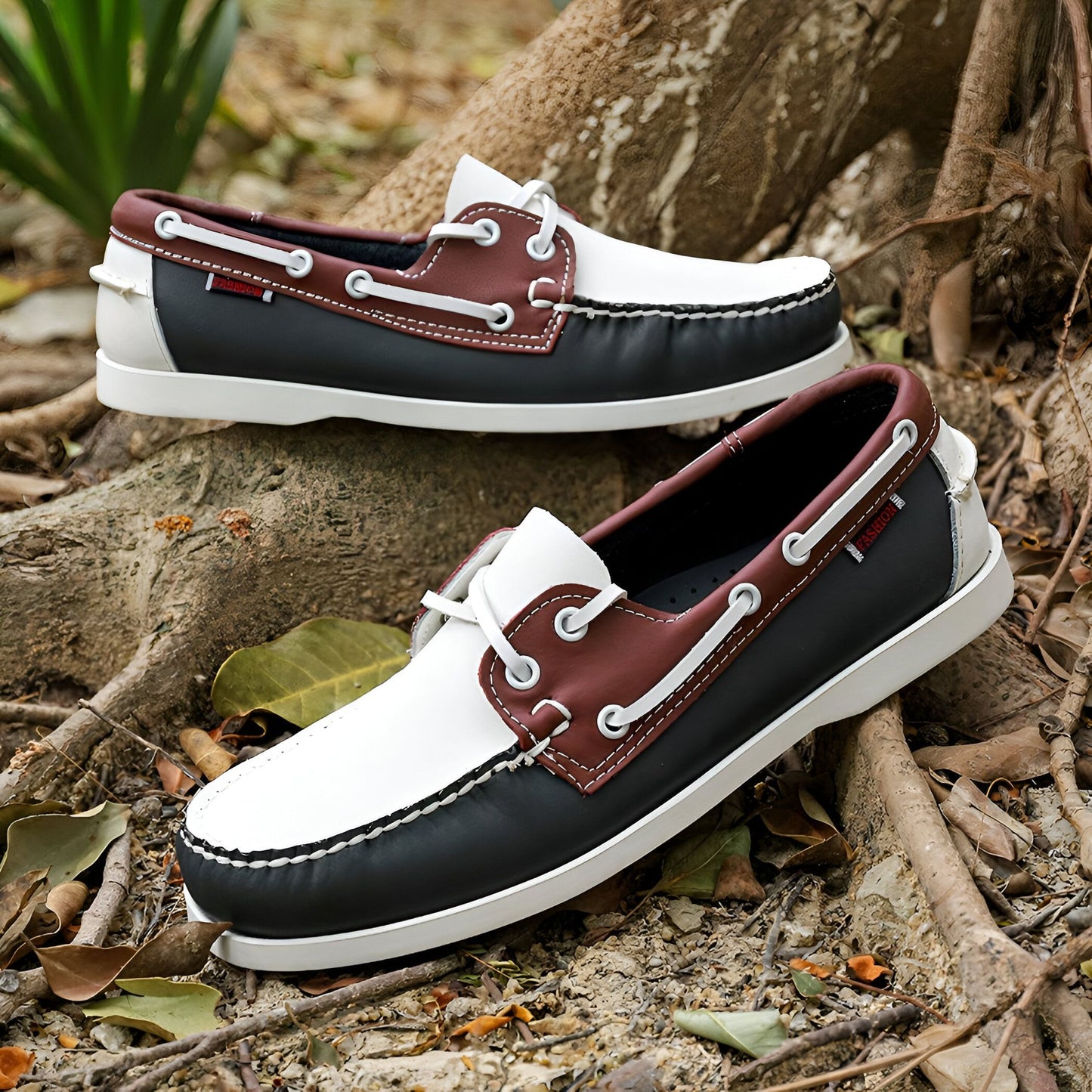 NovaTread Mocassins Cuir Homme Tricolores