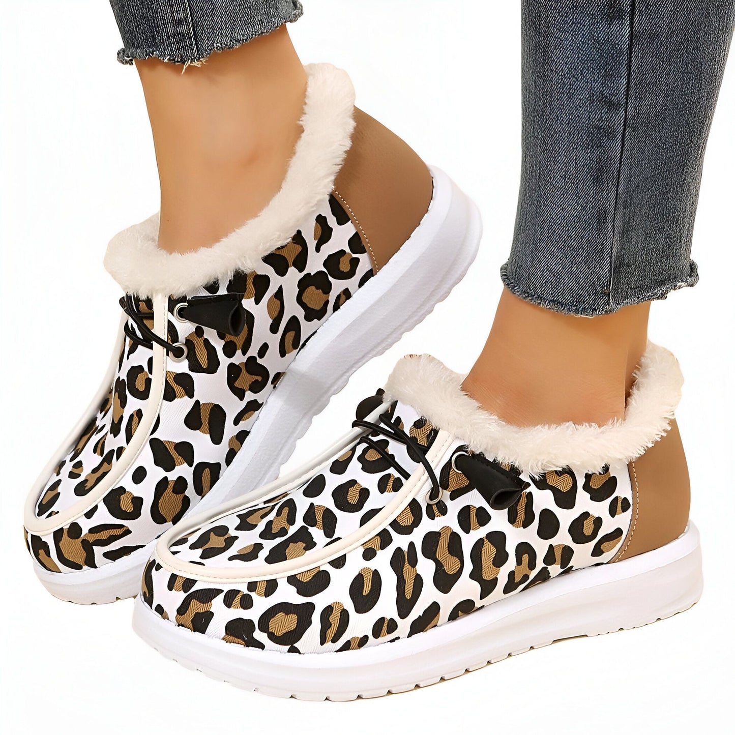 Mocassins Femme Léopard Douillet Cuir Végan - Atelier