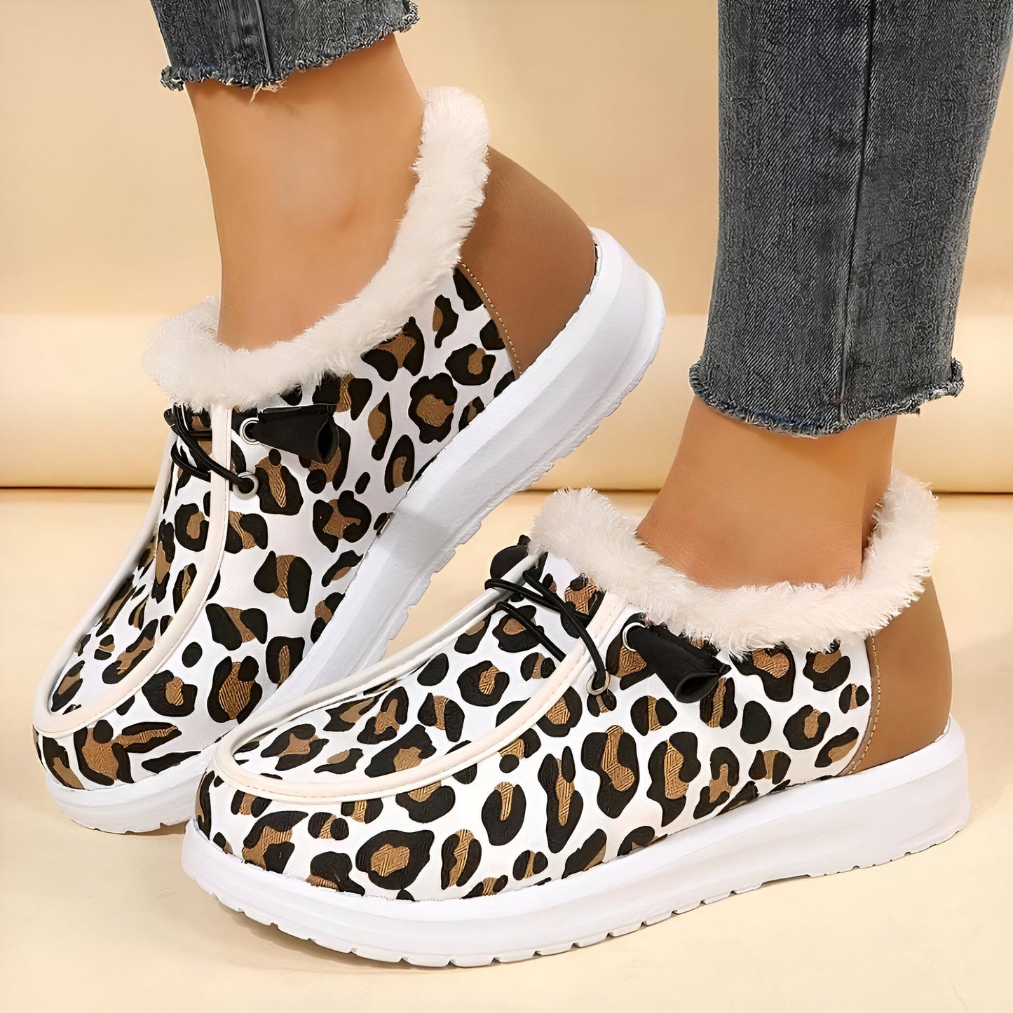 Mocassins Femme Léopard Douillet Cuir Végan - Atelier